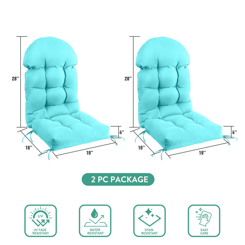 2 PCS Outdoor Adirondack Chair Seat and Back Cushion, Blue