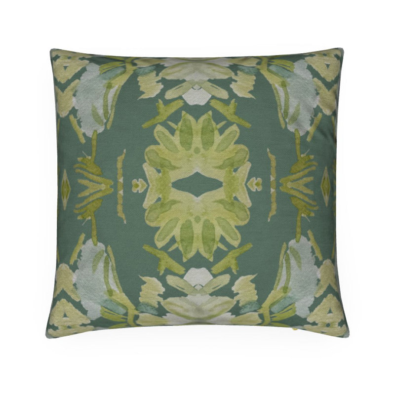 Wildflowers I Large Repeat Luxury Throw Pillow, 22"H x 22"W, Dark Green Floral