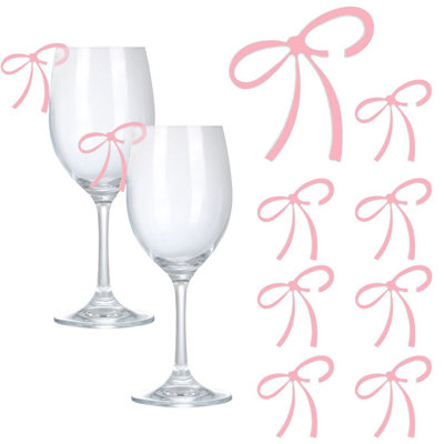50 pièces de marqueurs de verre à vin en acrylique Bowknot réutilisables et élégantes pour la fête d'anniversaire de mariage
