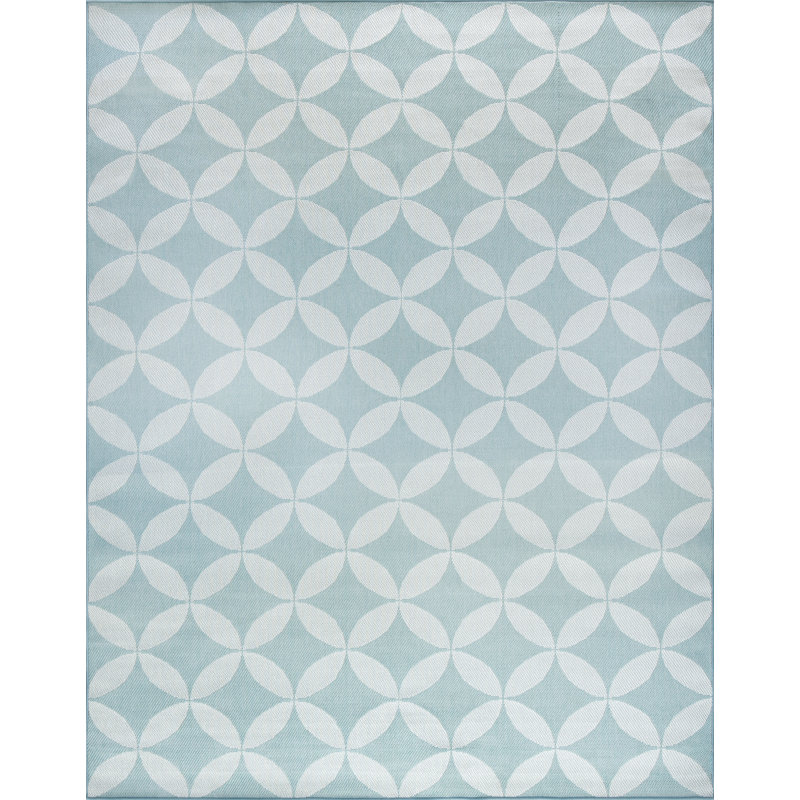 Tapis bleu clair à tissage plat Molinari, Rectangle 7 pi 11 po x 10 pi 3 po