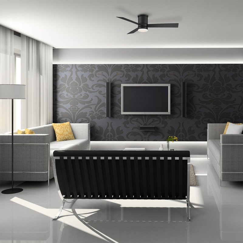 Matte Black 52" Smart Ceiling Fan with LED Light and Remote