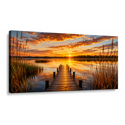 Quiet Lake Dock Wrapped Canvas Wall Art