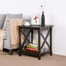 Gracie Oaks Classic X-Design End Table With Storage Shelf, 2-Tier ...