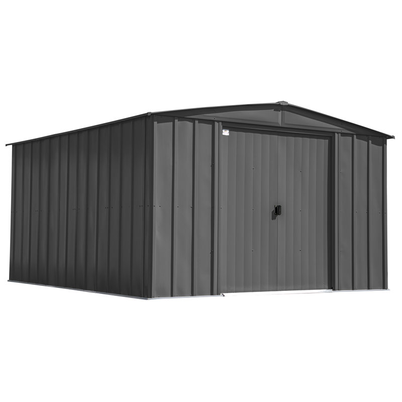 10 ft. x 14 ft. Charcoal Galvanized Steel Storage Shed