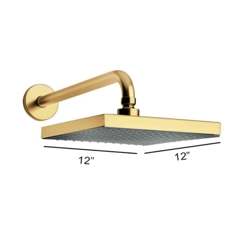 12" Gold Tone Rain Shower Head Square
