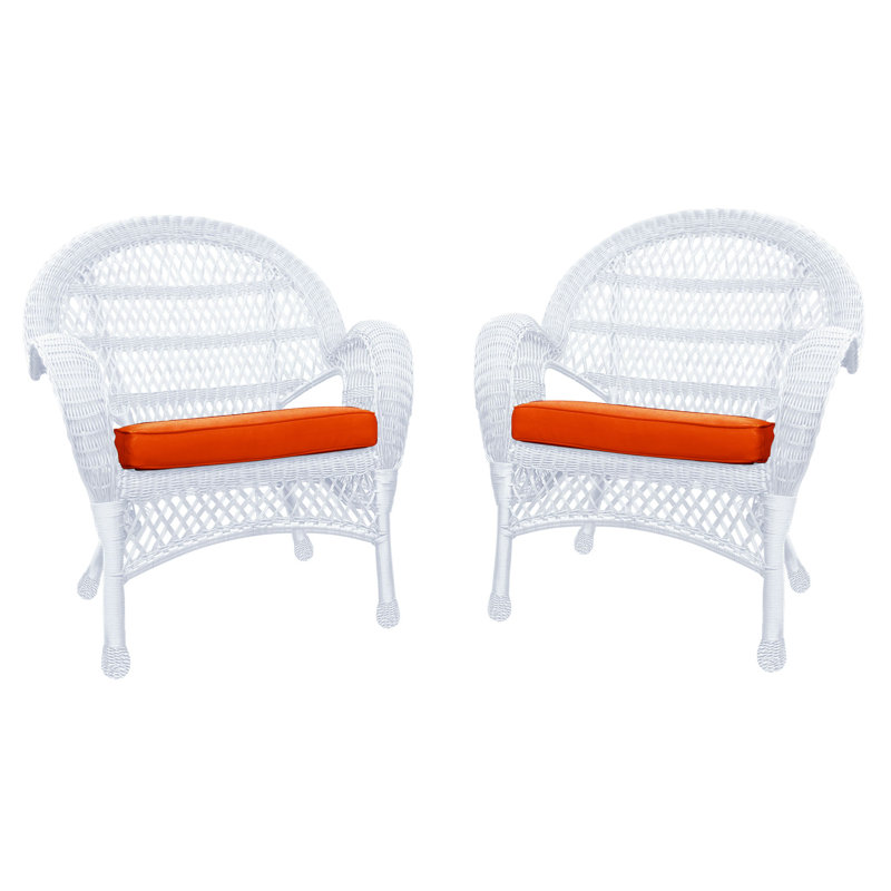 Maltby Wicker Outdoor Lounge Chair, Orange, White