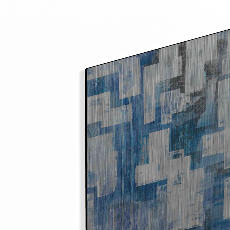 «Red Blue Barrel Studio» «In Blue A Maze» par Melissa Averinos, art mural en métal, H 24 po x l 24 po