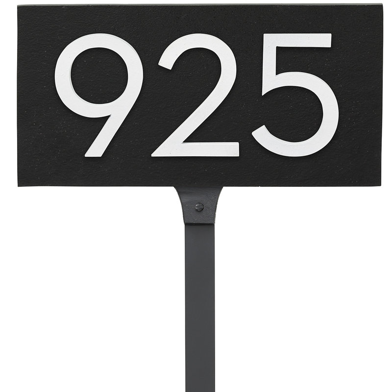 Floating 1-Line Lawn Address Sign, Black, White