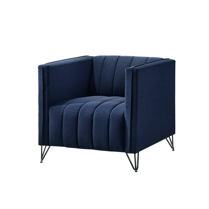 Chylee Square Arm Chair, Blue Linen 