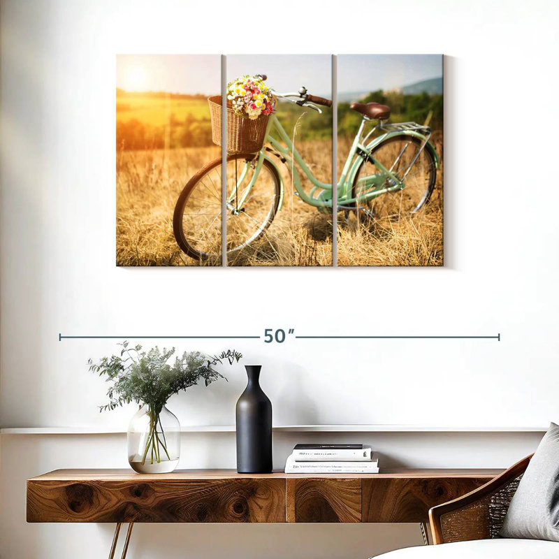 Mehar Vintage Flower Bicycle, 24" H x 38" W