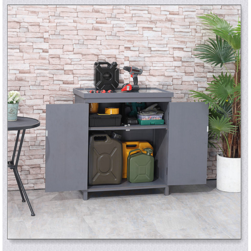 Outdoor Garden Storage Cabinet with Galvanized Top