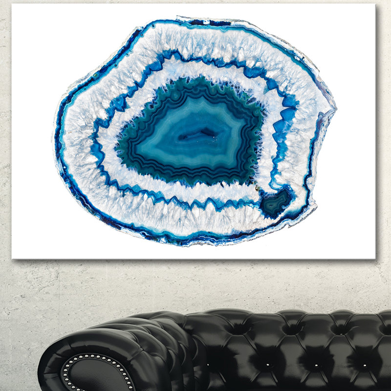 Abstrait bleu agate cristal - impression, H 16 po x l 32 po x P 1 po, Toile tendue