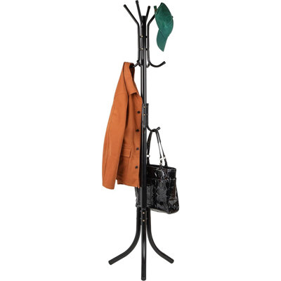 Coat Rack, Multi-tier Organizer For Office And Entryway, Metal, Black