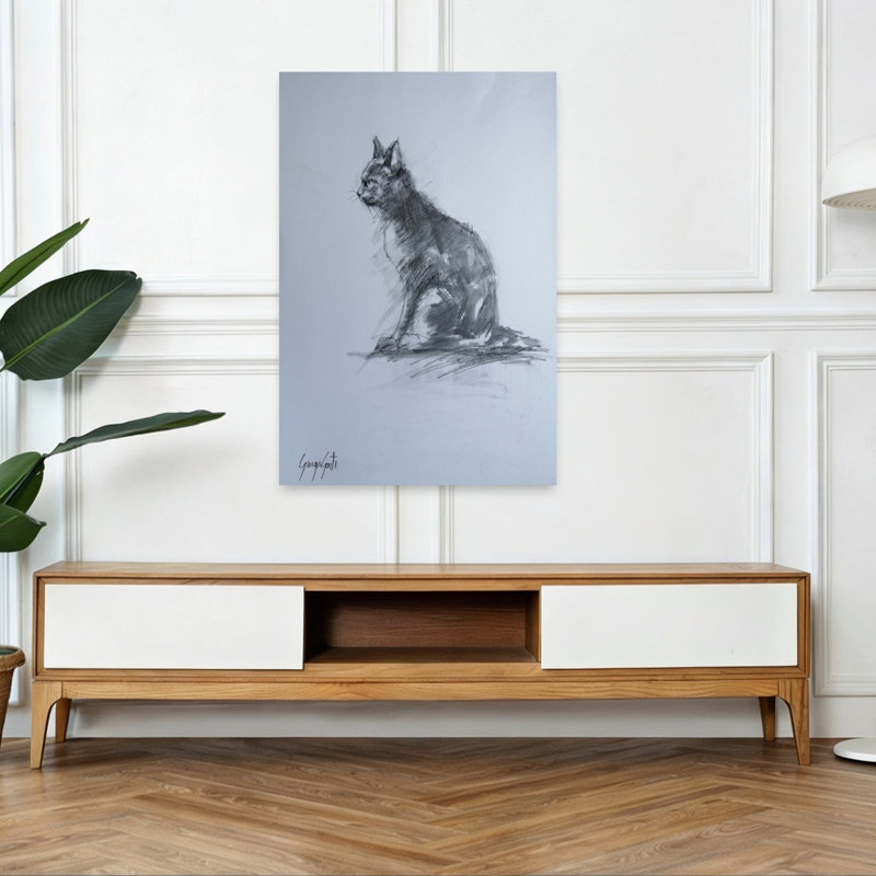 Chat contemporain gris anthracite, 48" H x 32" W