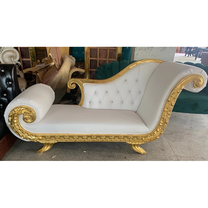 Chaise longue à accoudoirs roulés Bardisa, Or