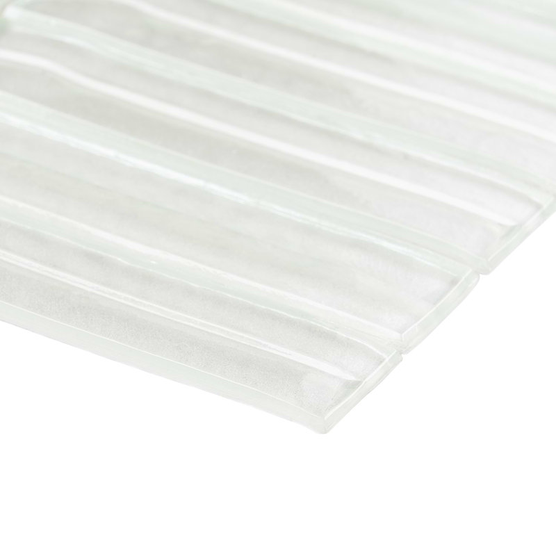 Maya Stacked 12x12 Polished Glass Mosaic Tile, Stacked Pearl
