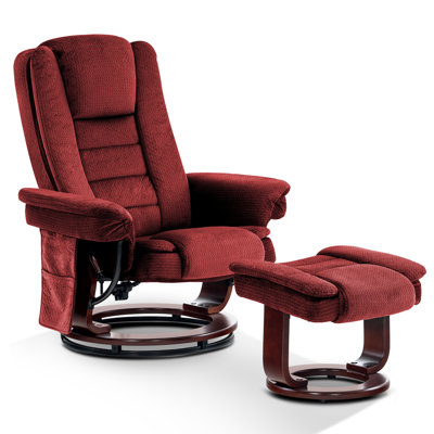 Destynie Recliner Chair with Ottoman, Fabric Accent Chair with Vibration Massage, Swivel Chair by Red Barrel Studio