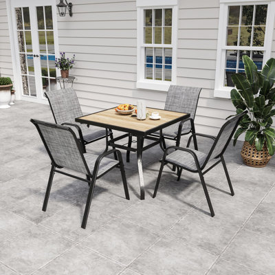 Patio Chairs Set of 4, Stackable Outdoor Dining Chairs for All Weather Textilene Fabric & Metal Frame, Outdoor Chairs Set for Backyard Deck Garden,Gary
