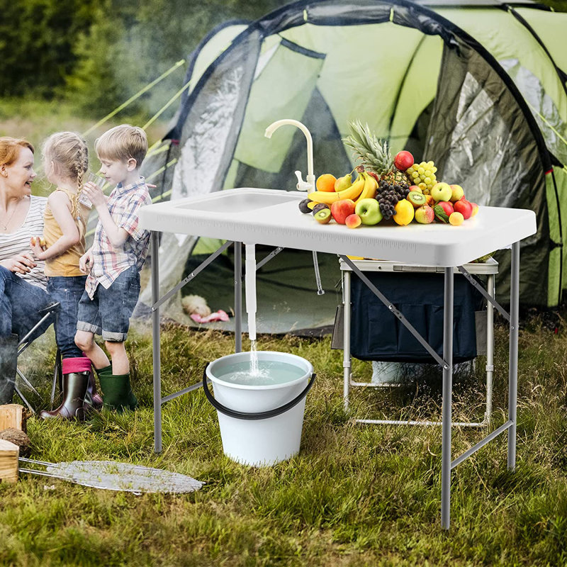 Rectangular Steel Outdoor Camping Table - 115 cm W 59 cm D