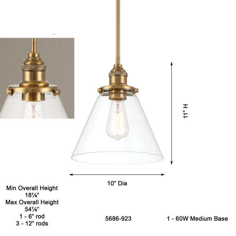 Mercer41 Byers - Luminaire suspendu 1 litre, Laiton