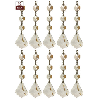 10 Pack Chandelier Replacement Crystal Prisms French Maple Leaf Three Bead Clear