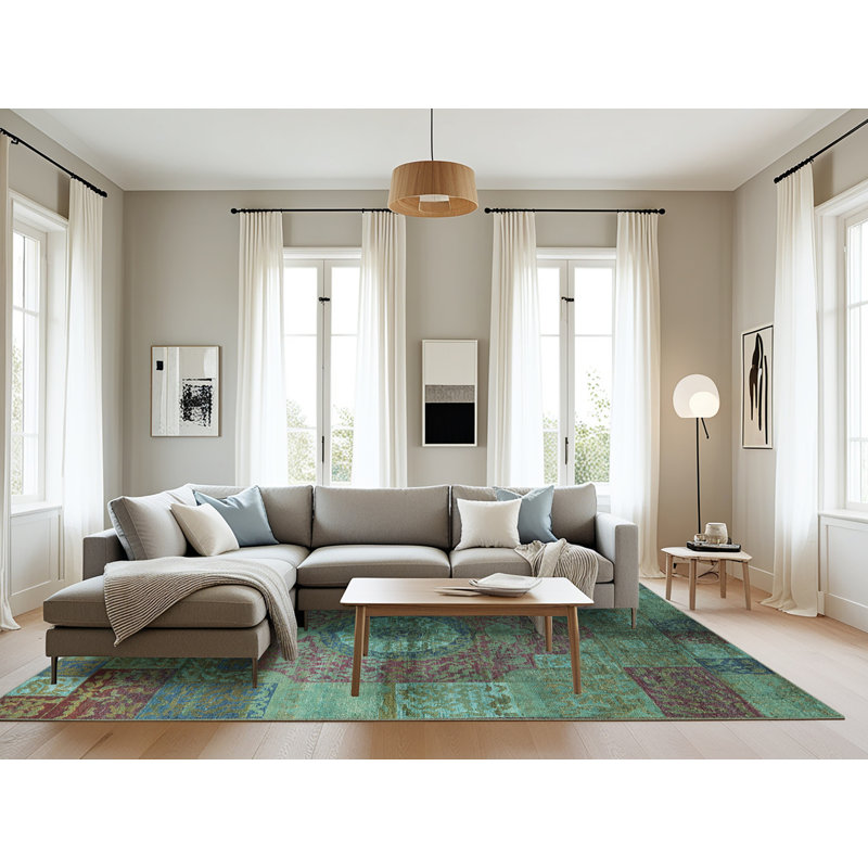 Tapis vert de style oriental, Rectangle 8 pi x 10 pi