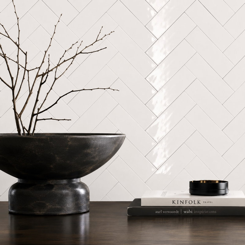 Curvaceous 3" x 12" Ceramic Wall Tile, White