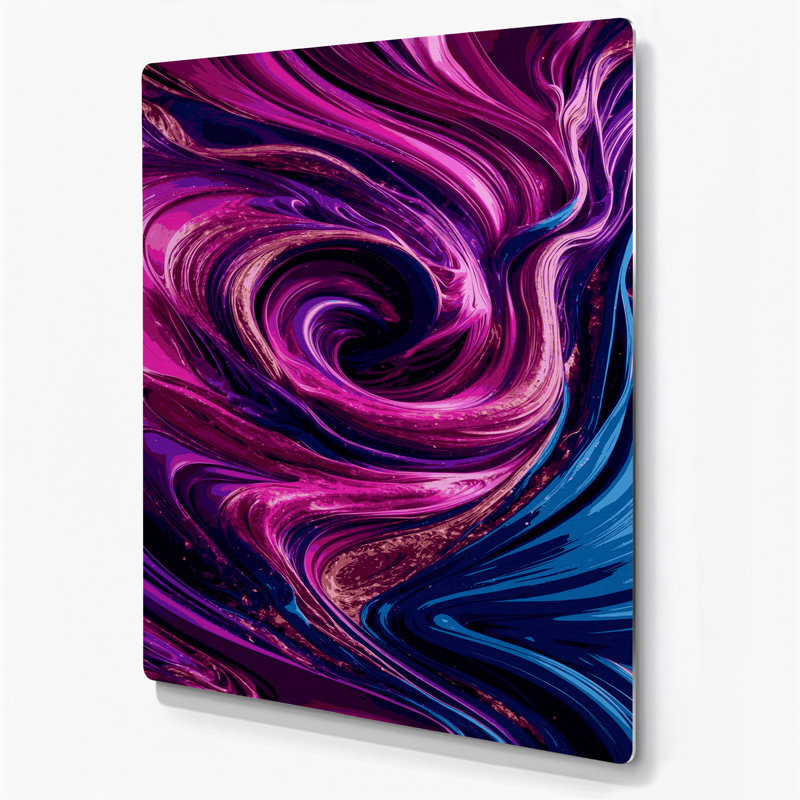 Abstrait art fluide 39, art mural en métal mauve, H 20 po x l 24 po