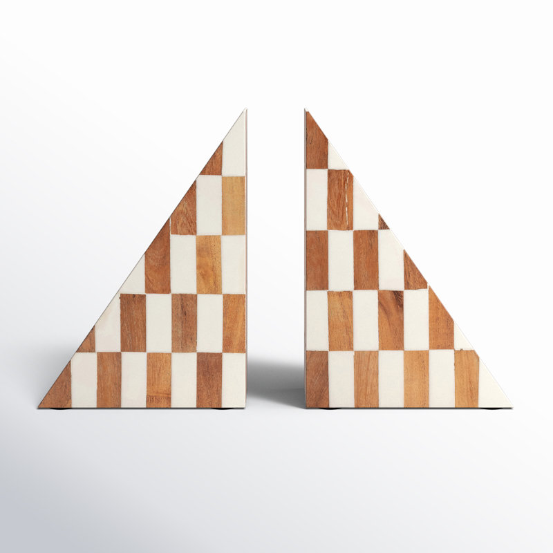 Sagebrook Home's Loa Resin Right Angle Bookends, Set of 2, Ivory and Natural Cozy Design, Made with Durable Resin, Coconut, and MDF