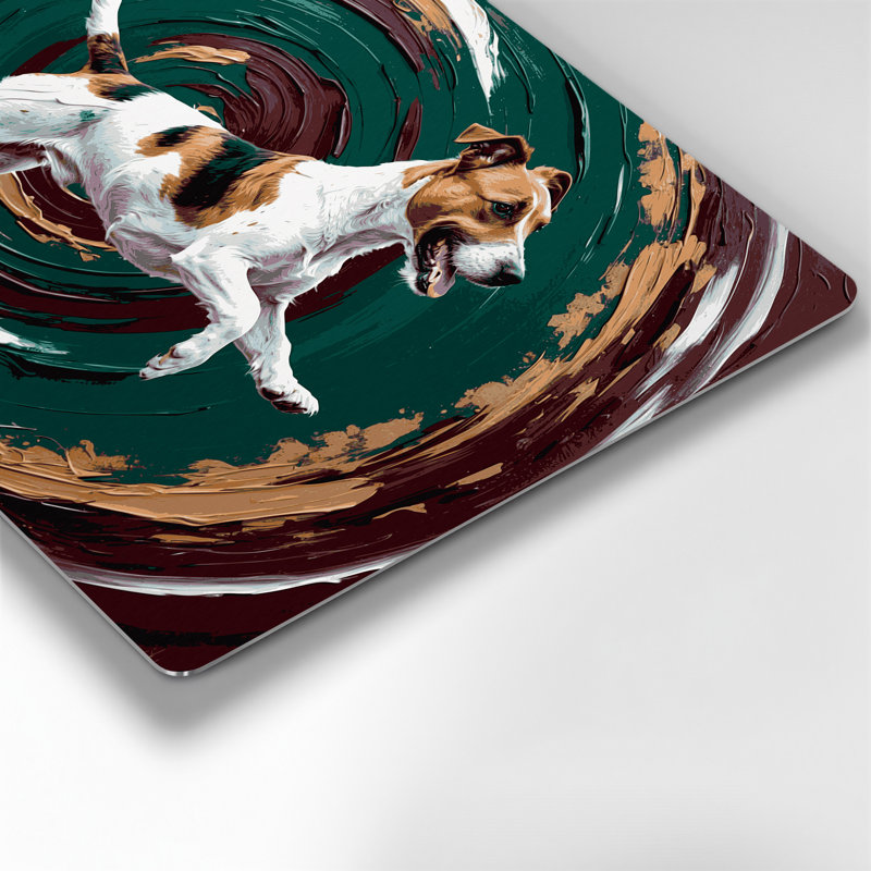 «Dogs Parson Russell Terrier», art mural en métal vert, H 20 po x l 30 po