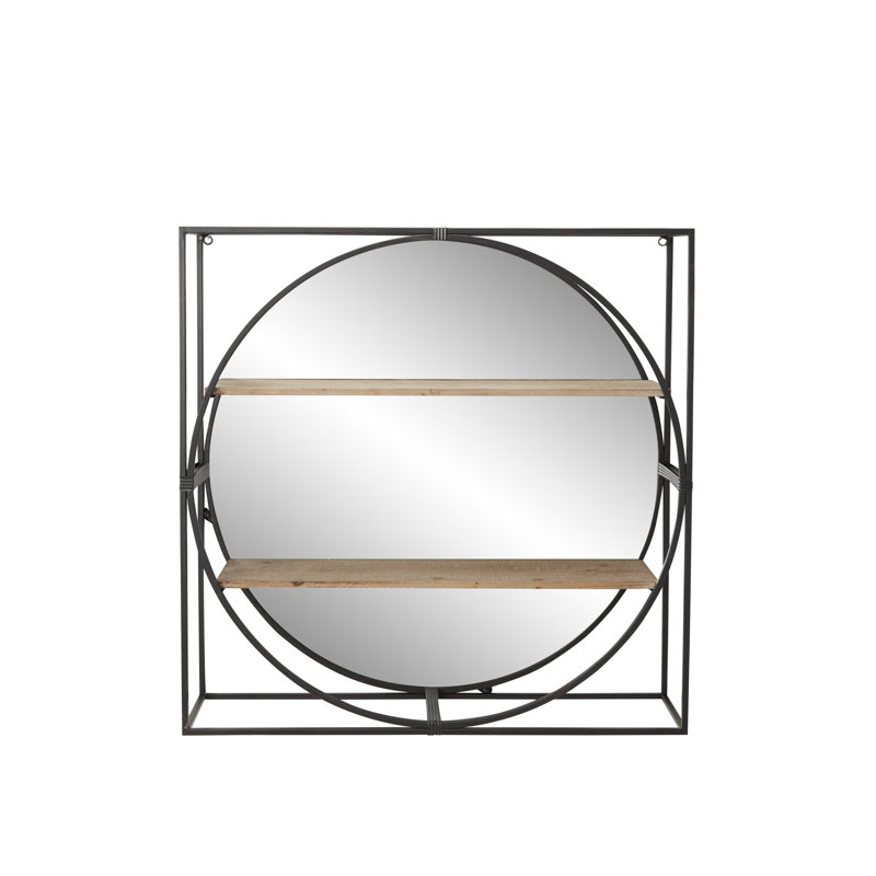 Miroir décoratif en métal avec tablettes rondes Titsworth