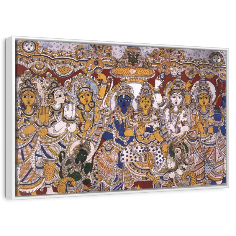 Mythes indiens Rama et Sita, 40 po x 27 po, Cadre flottant blanc