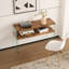 Console en panneau de fibres à densité moyenne, grande table d'appoint, bureau en verre trempé noyer, table d'entrée