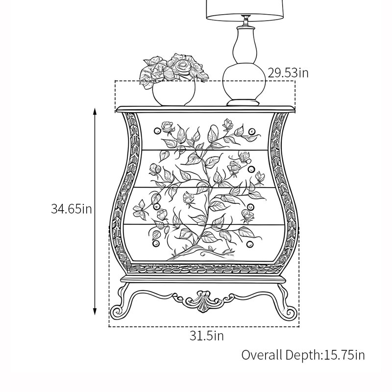 Artistic Vase-Shaped Cabinet with Drawers