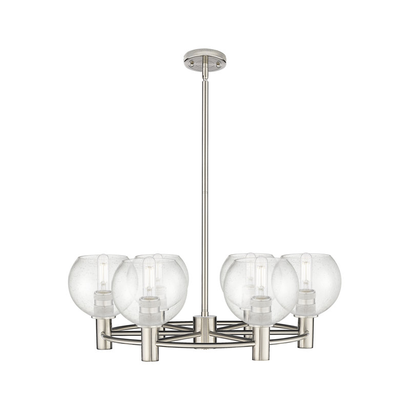 Lustre suspendu à 6 lumières Crown Point Crown, Grainé, Nickel satiné