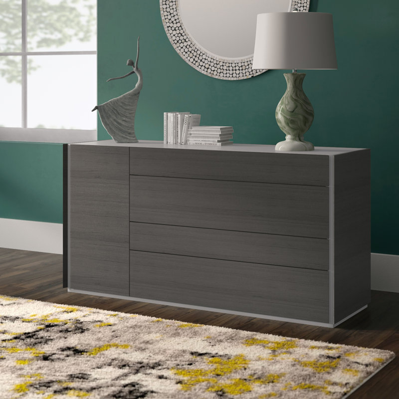 Mcginty 55.1'' W 4 - Drawer Dresser, Wenge