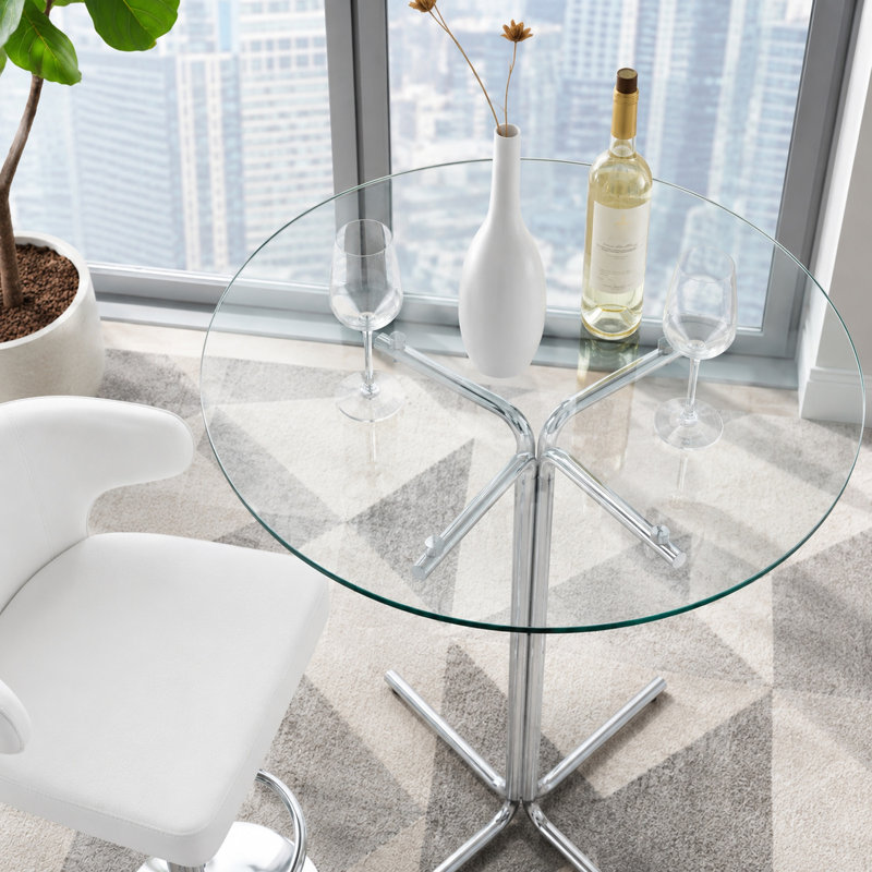 Ensemble de table de bar moderne 3 pièces avec 2 tabourets pivotants, table haute en verre trempé et tabourets de bar ajustables en similicuir, ensemble de mobilier de bistro pour cuisine et salon.