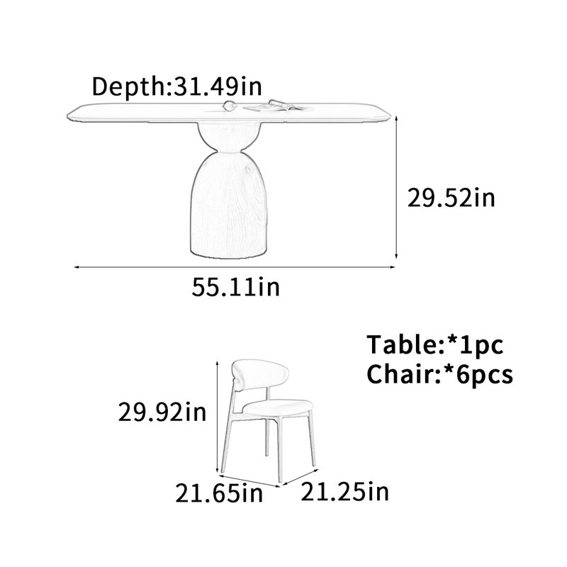 Table de salle à manger en ardoise de style crème, H 29,52 po x L 55,11 po x l 31,49 po