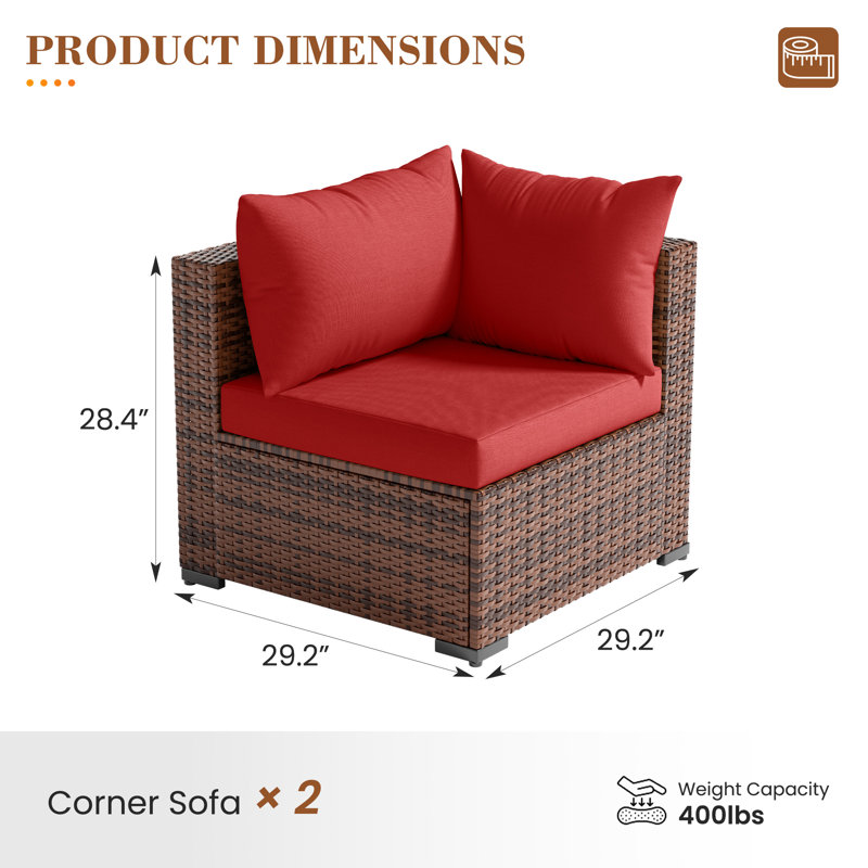 2-Person Outdoor Seating Group With Cushions, Burgundy