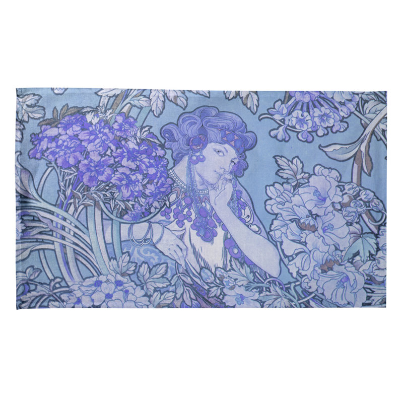Serviette de thé à fleurs, Sergé de coton