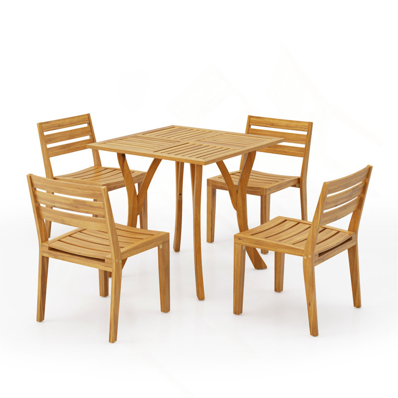 Ensemble repas d'extérieur 5 pièces en bois d'acacia
