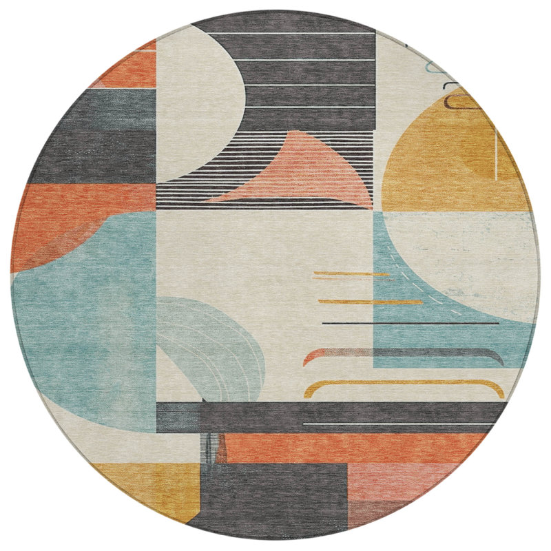 Daeira Gray Washable Indoor-Outdoor Rug - LOOMLAN, 8' x 8'