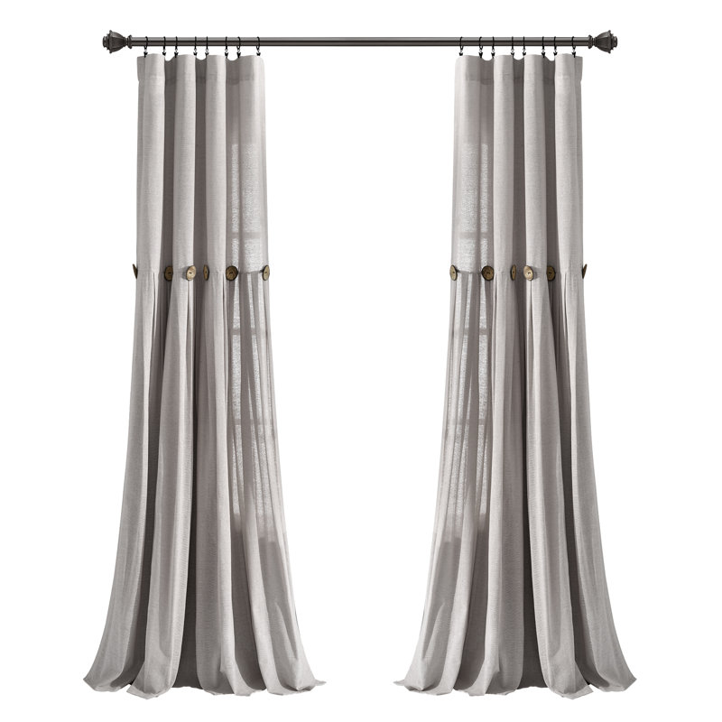 Panneau de rideau simple semi-diaphane avec passe-tringle Beckham, L 40 po x L 84 po, gris