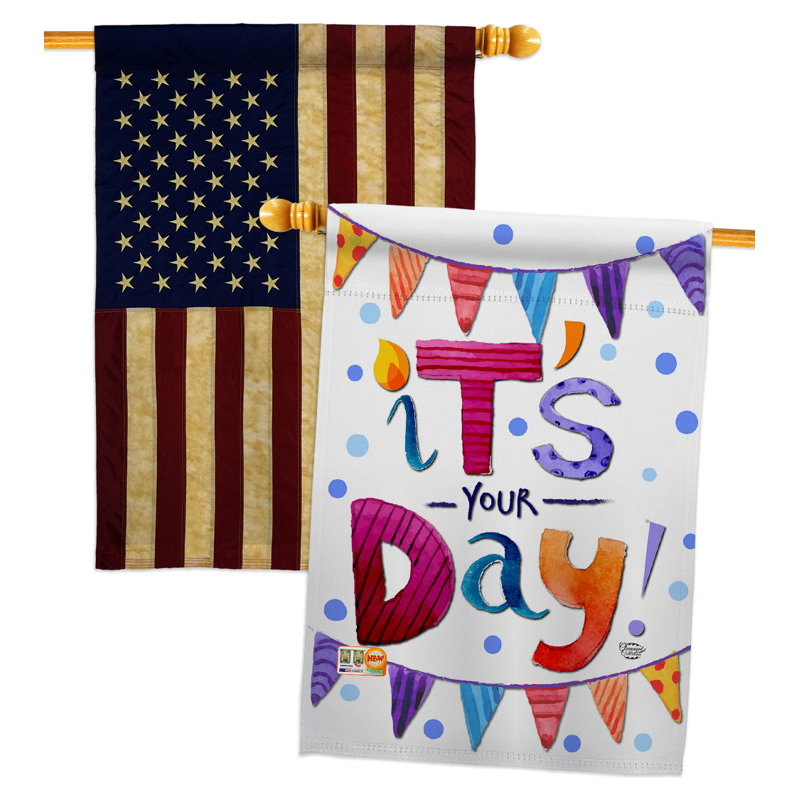Double Sided 40'' H x 28'' W Polyester Birthday House Flag