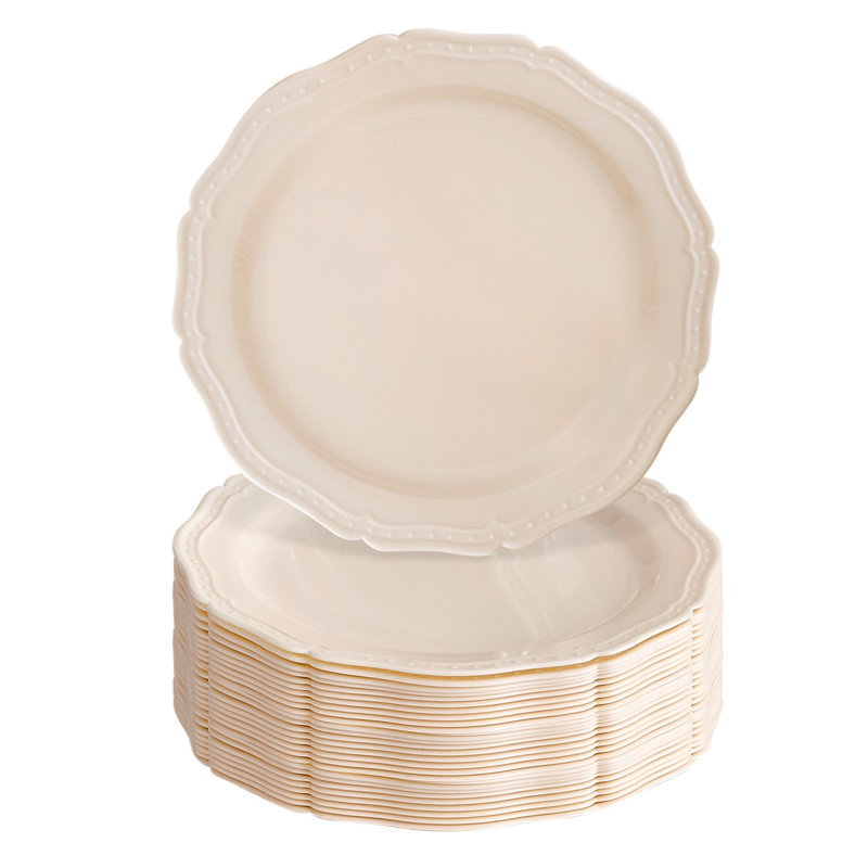 Grande assiette jetable en plastique Anim Anim, Crème