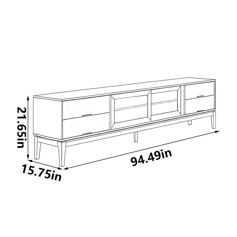 Classic black walnut TV cabinet, 94.49"