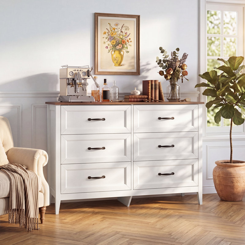 Commode double à 6 tiroirs Masad, Blanc