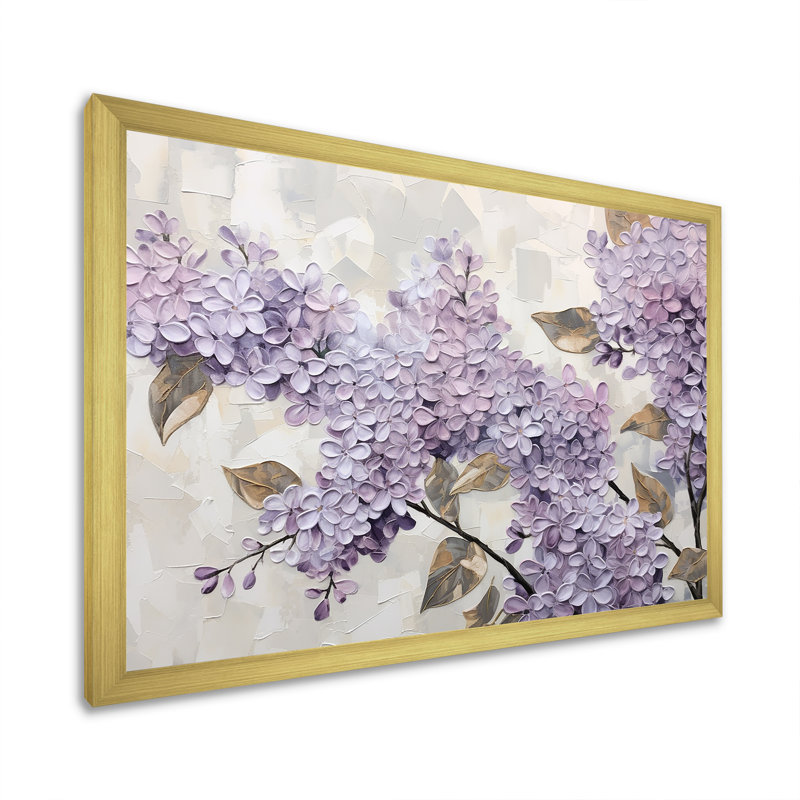 «Beautiful Lilac Dreamscape I», art mural lilas, H 34 po x l 44 po x P 1,5 po, Cadre doré simple