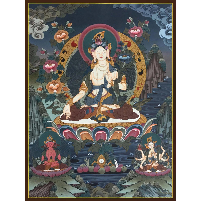 Bénédiction blanche Tara Thangka (Brocadeless Thangka)
