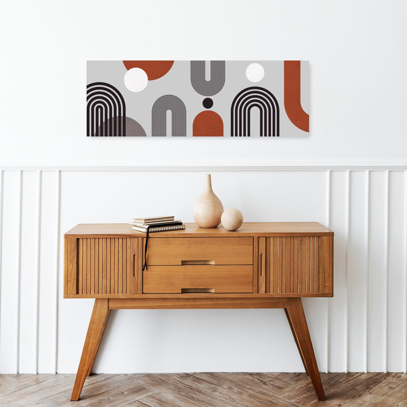 Abstract Terracotta Arches by Vitor Costa - Wrapped Canvas Panoramic Print, 30.48 cm H x 91.44 cm W